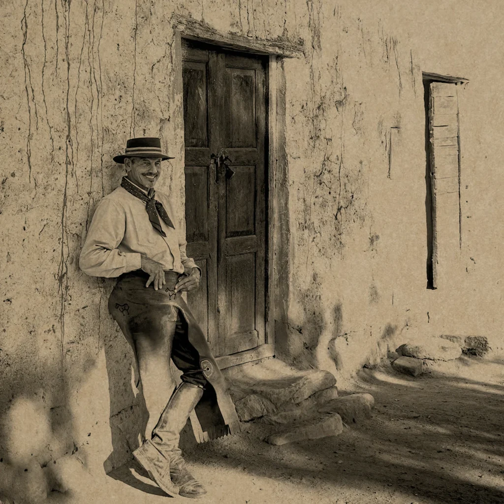 un gaucho adossé à un mur dans une rue de salta en argentine